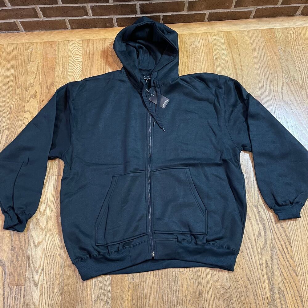 2XL NEW Black Hoodie Zip Up Barcode Brand 100% Acrylic XXL